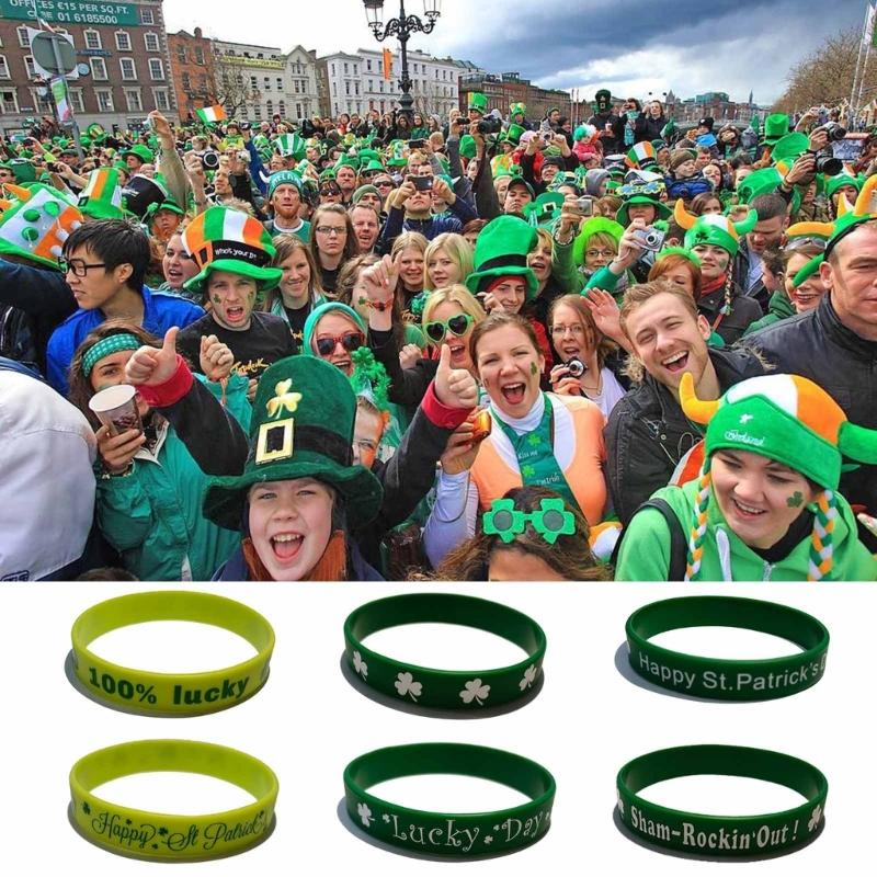 10 stuks Sint Patrick's Dag Siliconen Armband Vakantie Festival Cadeau voor Kind Kinderen Podiumoptreden Cadeau Geschenken