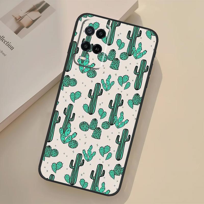 Cactus Pattern Case For Oppo A5 Pro A15 A17 A57 A77 A18 A38 A58 A78 A98 A96 A76 A16 A94 A74 A54 A40 A60 A80