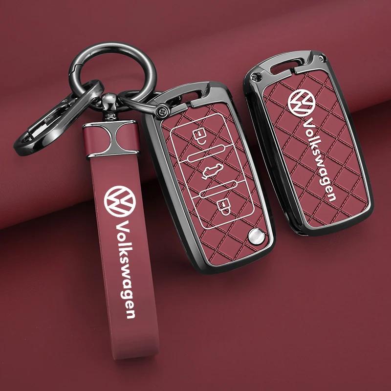 Valve Stems Caps For VOLKSWAGEN VW Zinc Alloy Car Remote Key Case Cover Shell For Volkswagen VW Polo Golf Passat Tiguan Beetle CAL2