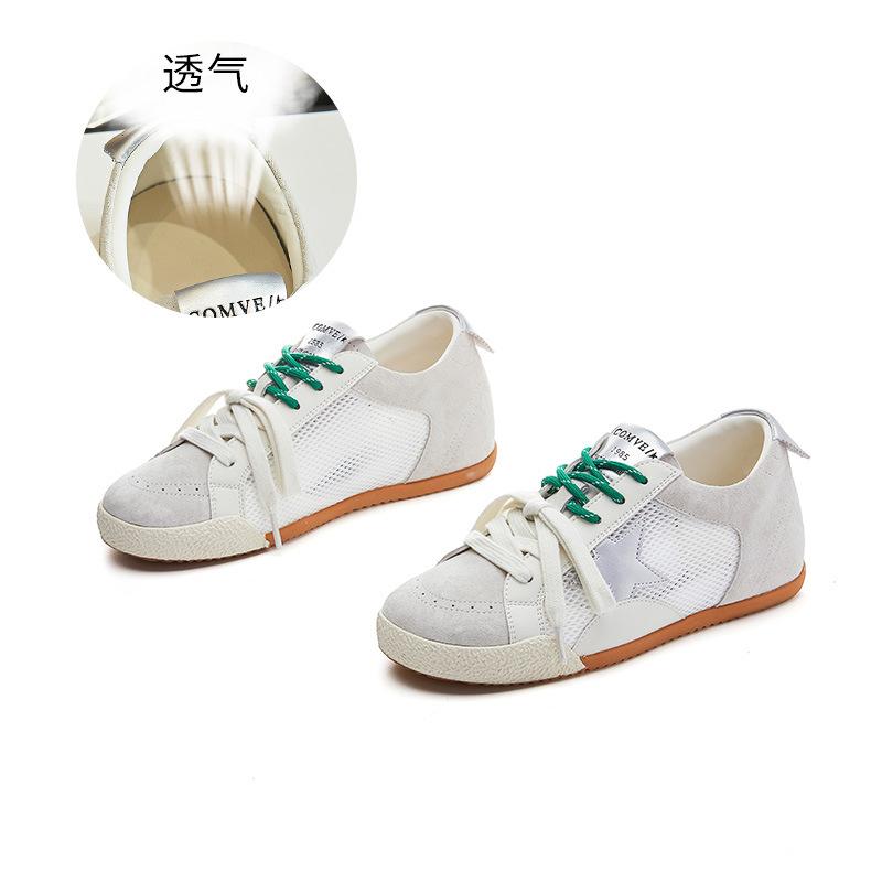 

Внутренняя высота увеличивается на 2,5 см, кожаные немецкие кроссовки, лето 2025, новые туфли с плоской подошвой Star Forrest Gump, дышащие спортивные женские туфли 35 бежевый