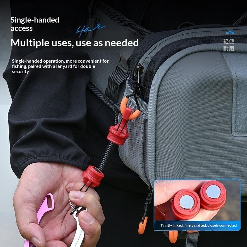 Magnetic Anti-Drop Net Release Holder Elastic Coiled Lanyard Rust Resistant Fishing Accessory for Lake Pond Fishing