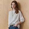 Maxza Button Point Embossed Shirred Long Sleeve Blouse Zd10qt500na