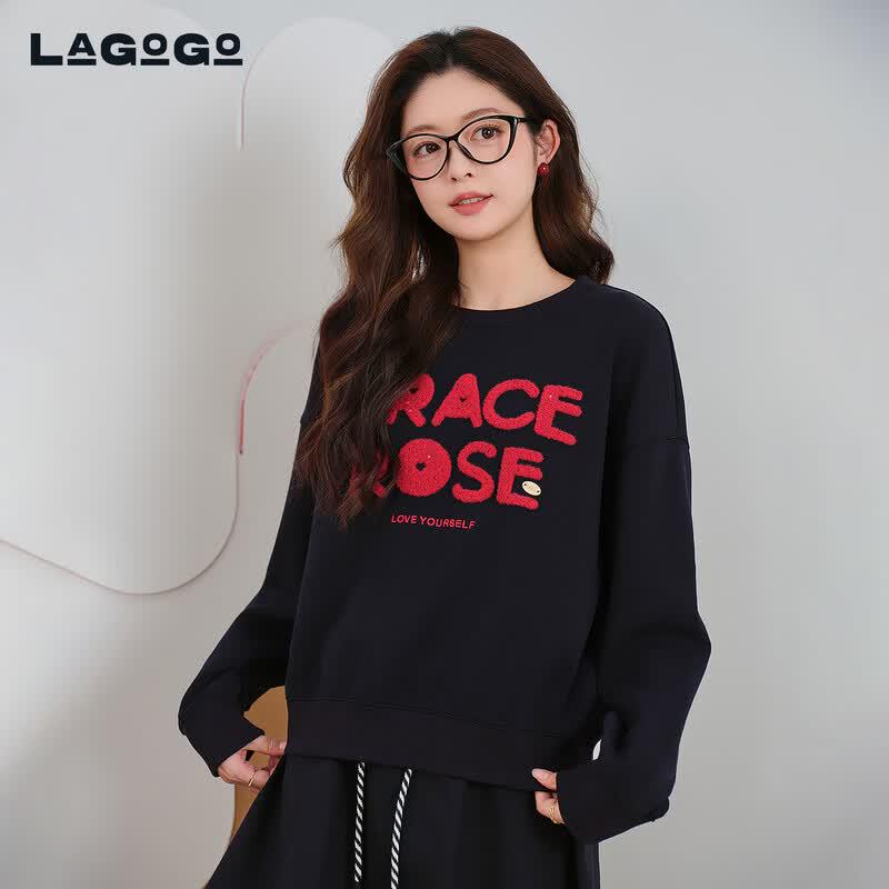 LAGOGO Women s Slimming Letter Sweatshirt M темно-синий