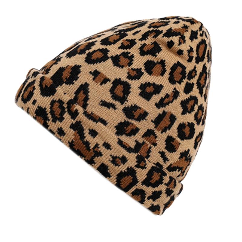 Vintage Wool Hat Leopard-print Knitted Hat Ear Protect Warm Autumn Winter for Boys Girls Xmas Halloween New Year Party
