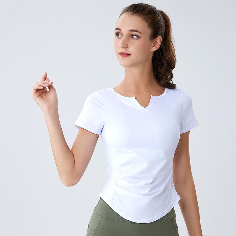 Women's Slim Fit Quick-Dry V-Neck Short Sleeve Sports T-Shirt for Running, Yoga, and Fitness