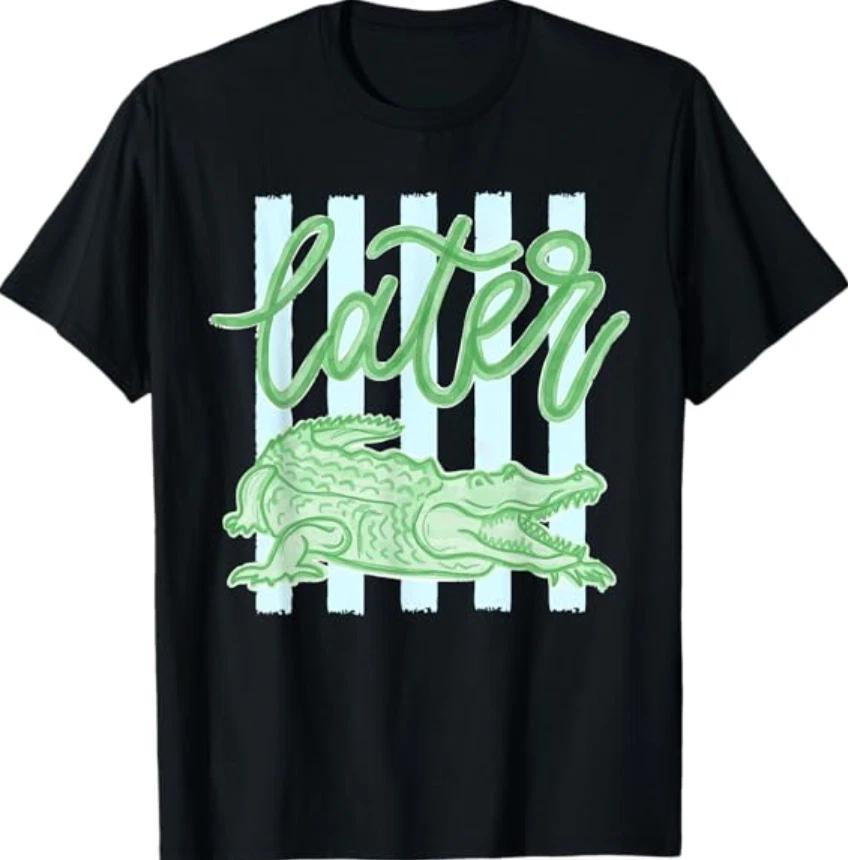 Retro Striped Everyday Later Gator Alligator Summer Coastal T- Shirt 2XL