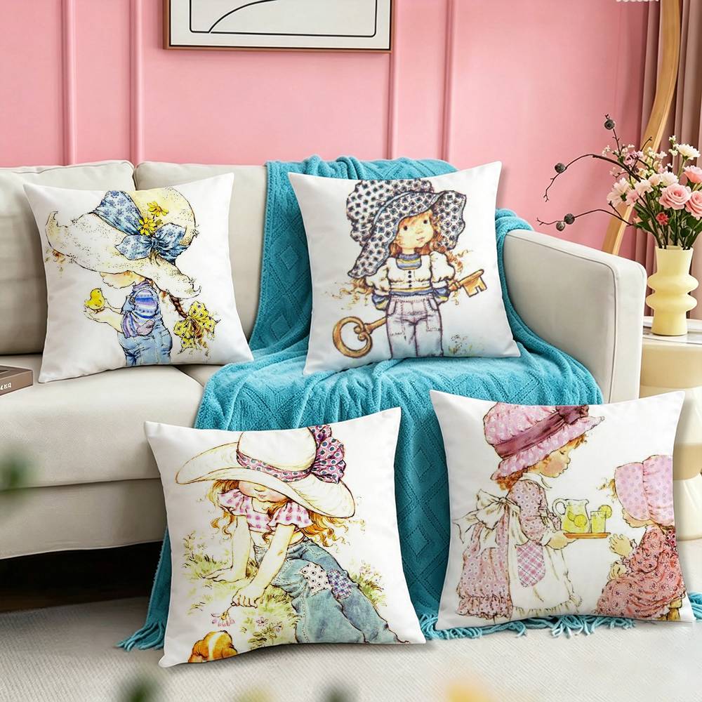 SSarah KKay Girl Square DoubleSided Printed Pillow Case Bedroom Bedside Pillow Sofa Cushion Cover