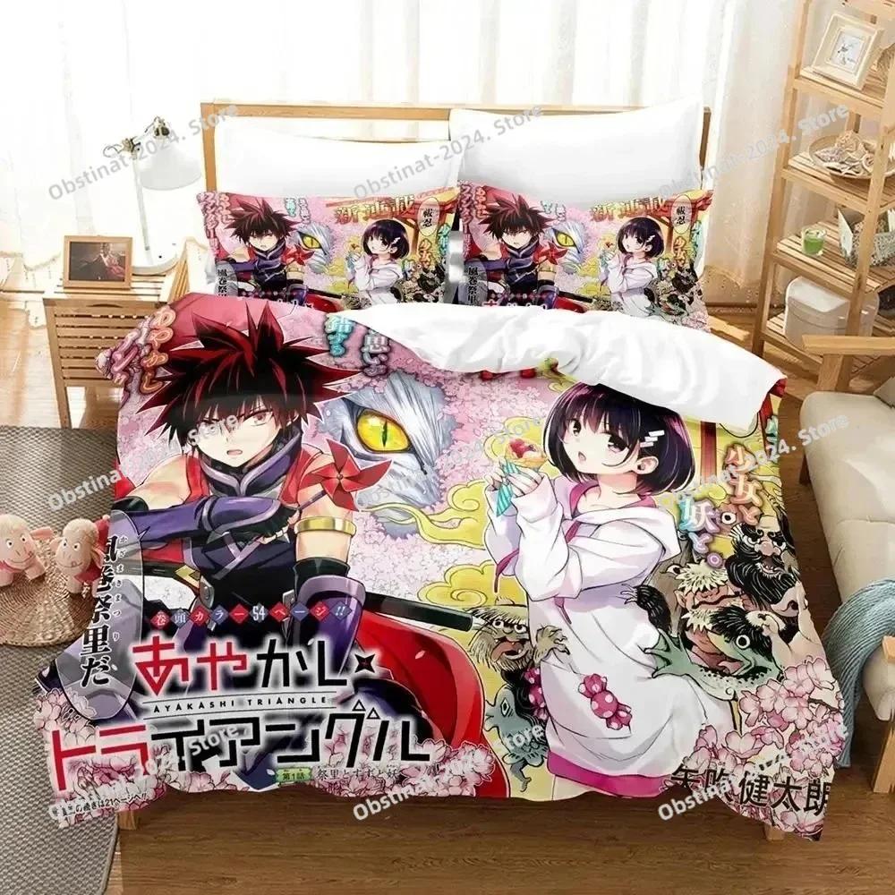 3D Anime Ayakashi Triangle Bedding Set Printed Bed Set With Pillowcase Bed Duvet Cover Soft Single Double Queen Super King Size