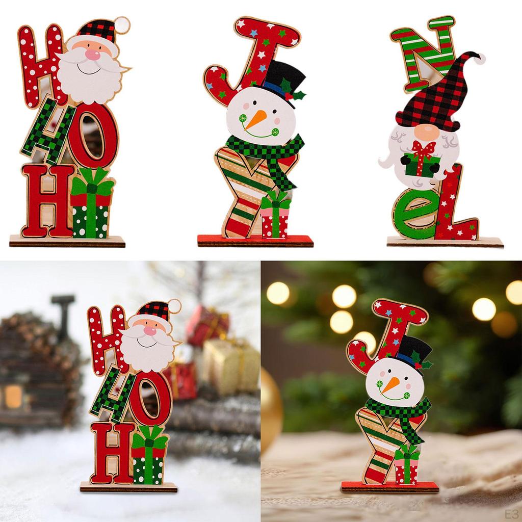 Christmas Wooden Letter Ornament Decoration Craft Gift Decorative Tabletop for