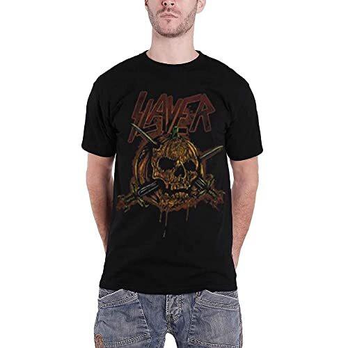 Slayer Unisexs Skull Pumpkin Short Sleeve Tshirt Black Small S