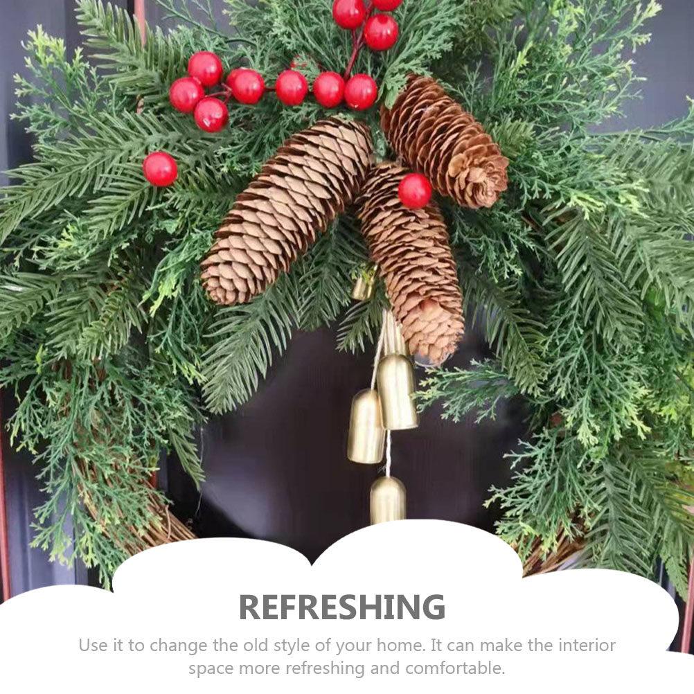 Xmas Wreath Christmas Garland Bell Garland Front Door Decoration Xmas Party Scene Decorative Wreath Wall Hanging Decoration