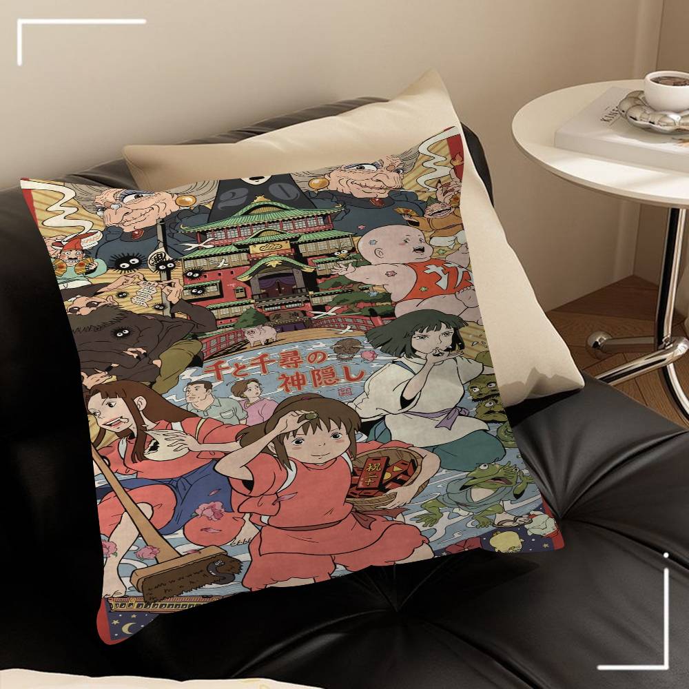 Spirited Away Anime Poster Maple Design Cushion Cover Happy Autumn Harvest Decor Holiday Decorati Pillow Cover