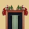 2pcs Wooden Christmas Door Corner Frame Cartoon Santa Claus Door Frame Decoration Modern Door Sign Festive Occasions