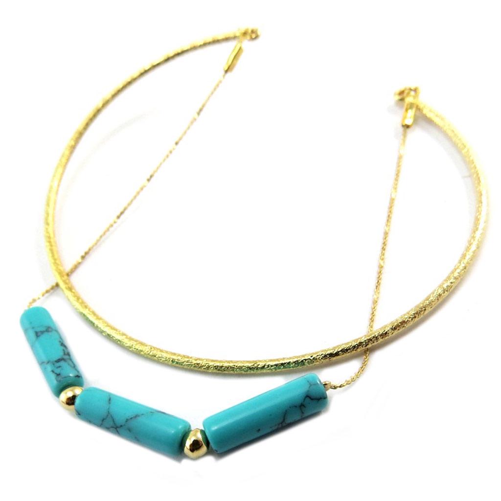 Les Trésors De Lily [P3630] - Bracelet créateur 'Navajos' turquoise doré