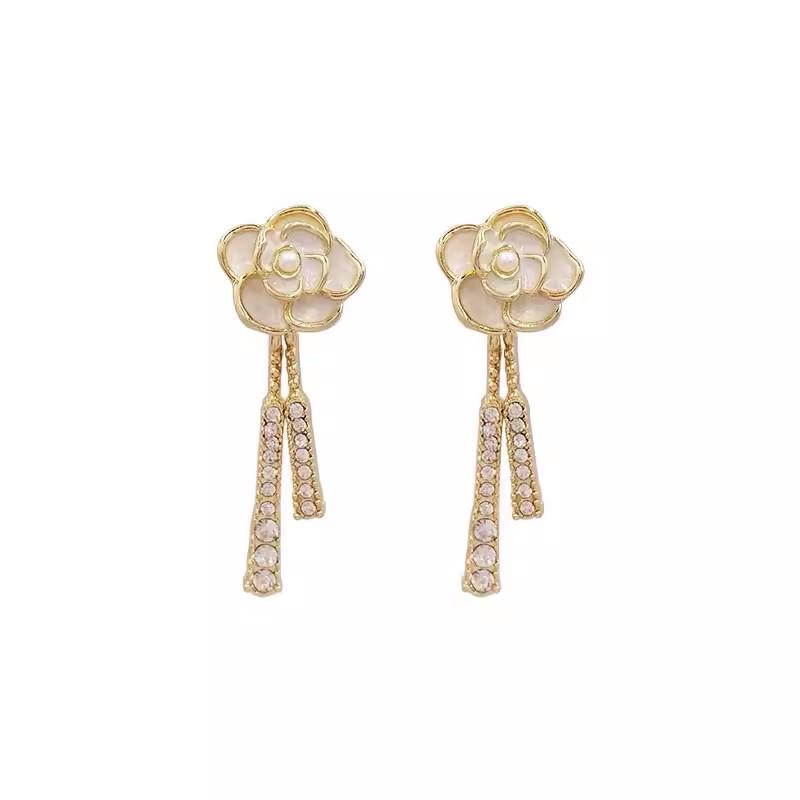 S925 Silver Needle Fairy Flower Earrings - Elegant Luxury 4-Piece Set for Women