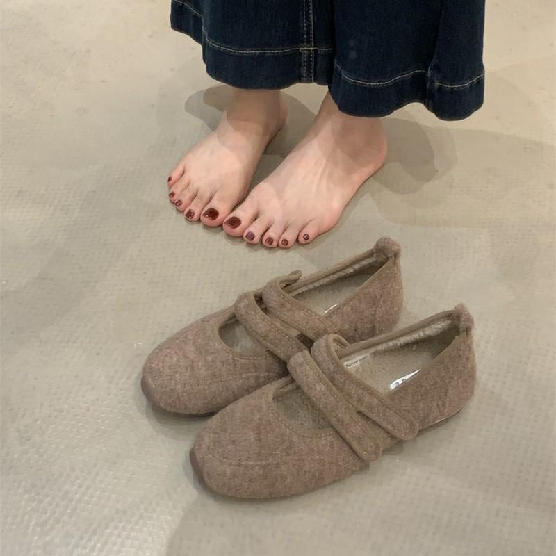 Casual wind velvet woolen Forrest Gump shoes 2025 winter new retro Velcro sneakers warm beanie shoes women