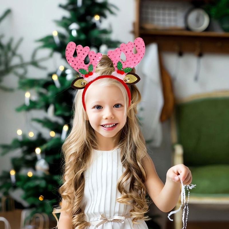 Christmas Reindeer Headband for All Age Party Accessories Sequined Hairhoop Festival Hairband Seasonal Costume Headwear