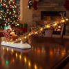 Natal Papai Noel Trenó com Rena Estatueta Luz LED Ornamento Casa Vila de Férias Decoração de Mesa para Casa Presente de Natal