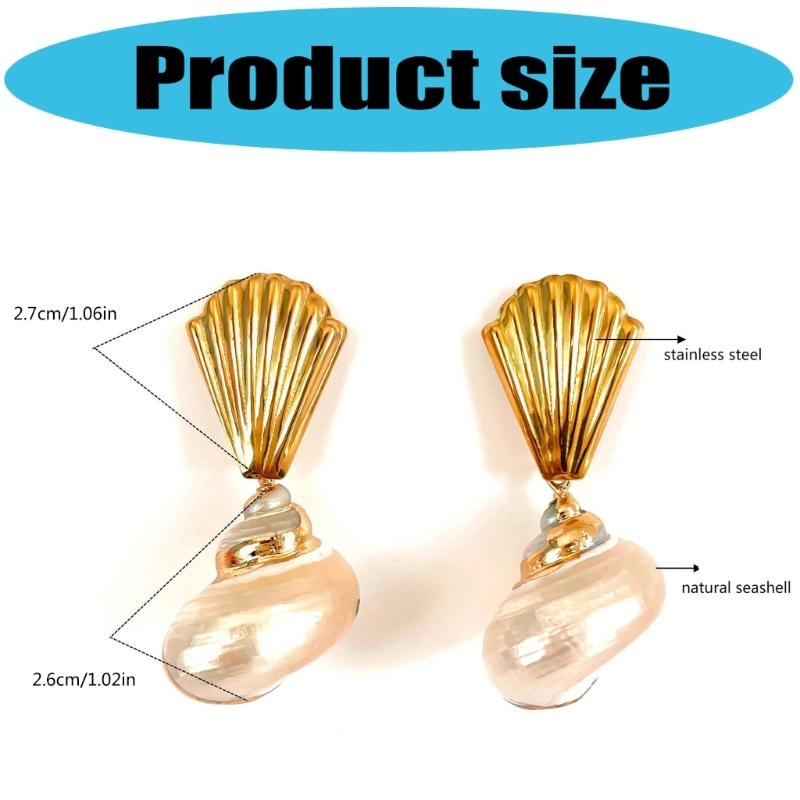 Ocean Inspired Conch Earrings Elegant Stainless Steel Jewelry Perfect for Parties Weddings and Everyday Use