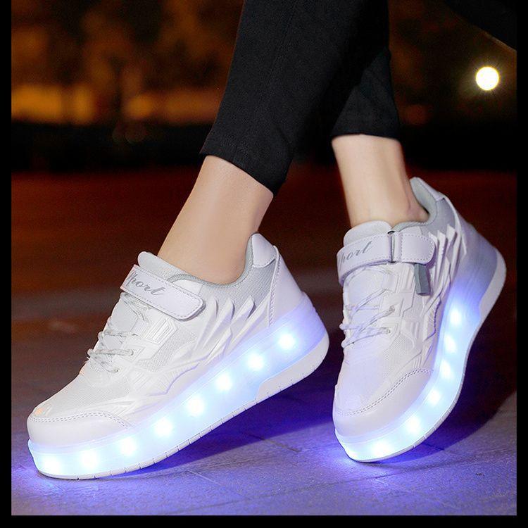 Children's Runaway Shoes Shrink Girls Boys Roller Skates Charging Flash Skates