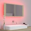 VidaXL LED Bathroom Mirror Cabinet Sonoma Oak 90x12x45 Acrylic 804975