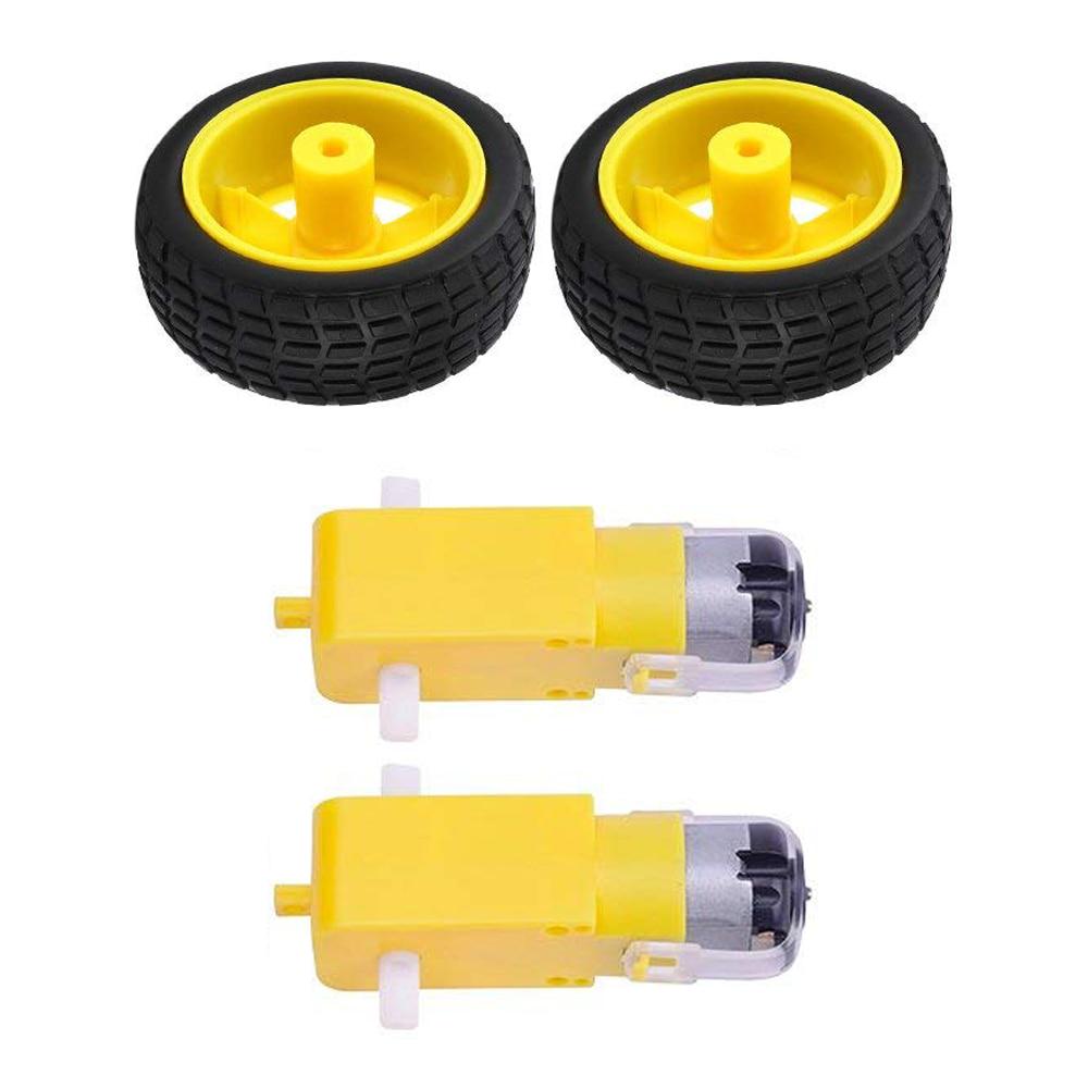

4Pcs TT Motor 130motor with wheel TT motor 2pcs 65mm wheel Robot Gear Motor for Arduino DC3V-6V 4pcs