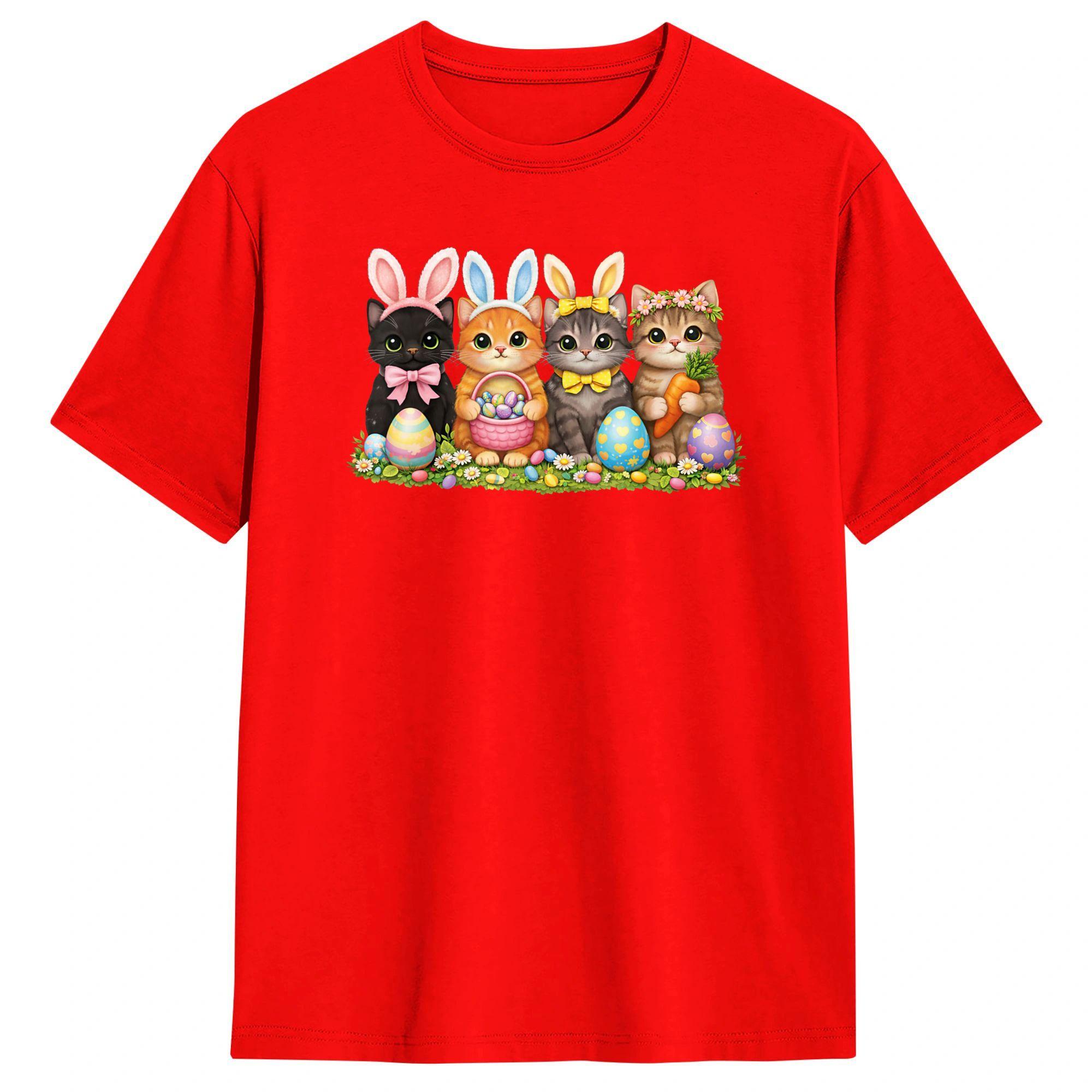 

Funny Easter Cats Ears Bunny Eggs Men T Shirt Casual Tees Short Sleeve Round Neck TShirts Cotton Graphic Printed Clothes S