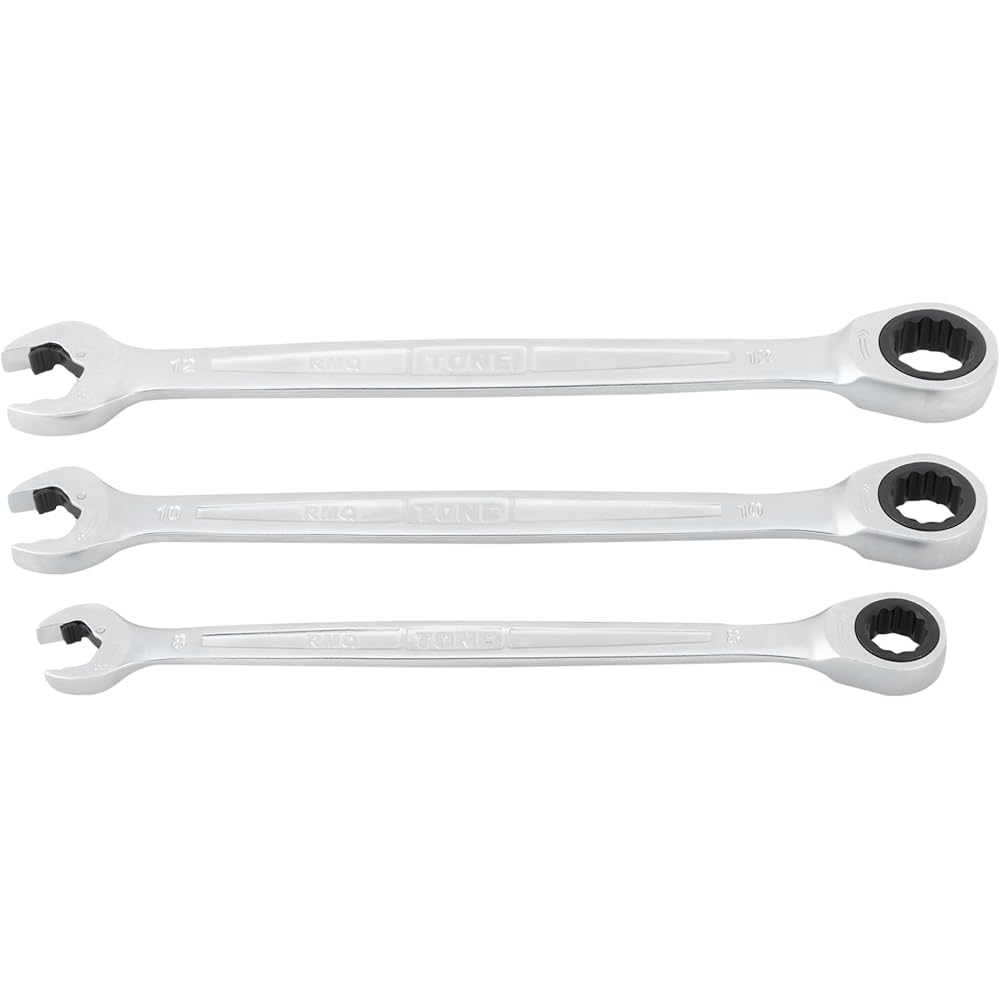 Tone Quick Ratchet Wrench Set RMQ300 3-Piece Durable Chrome Vanadium Steel Hand Tools