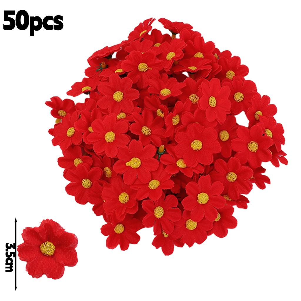 50/1000pcs Artificial Mini Daisy Flowers 3.5cm Silk Fake Flowers Heads for Home Wedding Decoration DIY Sunflower Wreath Gifts