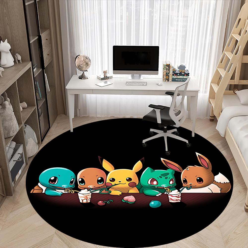 1pc Pokémon Friends Office Round Area Rug, Under Office Chairs Bedroom Living Room Home Decor  A1022239