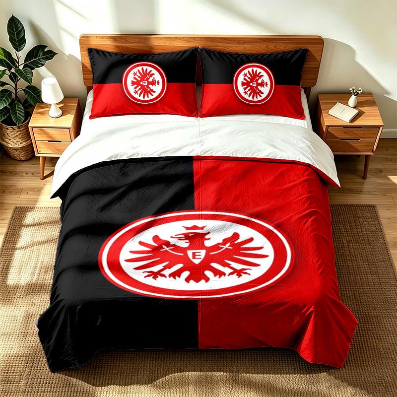 Eintracht Frankfurt (14) Zestaw 3 szt. odpowiedni do sypialni głównych, miękki i wygodny, idealny prezent dla rodziny i przyjaciół. Zawiera jedną poszewkę na kołdrę i t