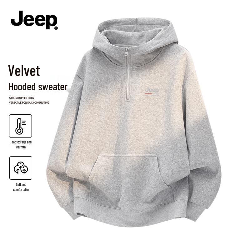 

JEEP Men s Fleece-Lined Hooded Half-Zip Sweatshirt XL