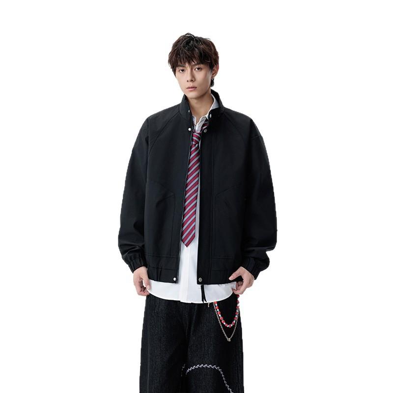 Jacket Youth New Spring and Autumn Fashion Versatile Cool Stylish Simple Stand-up Collar Men's Workwear Outerwear Top Trendy Men