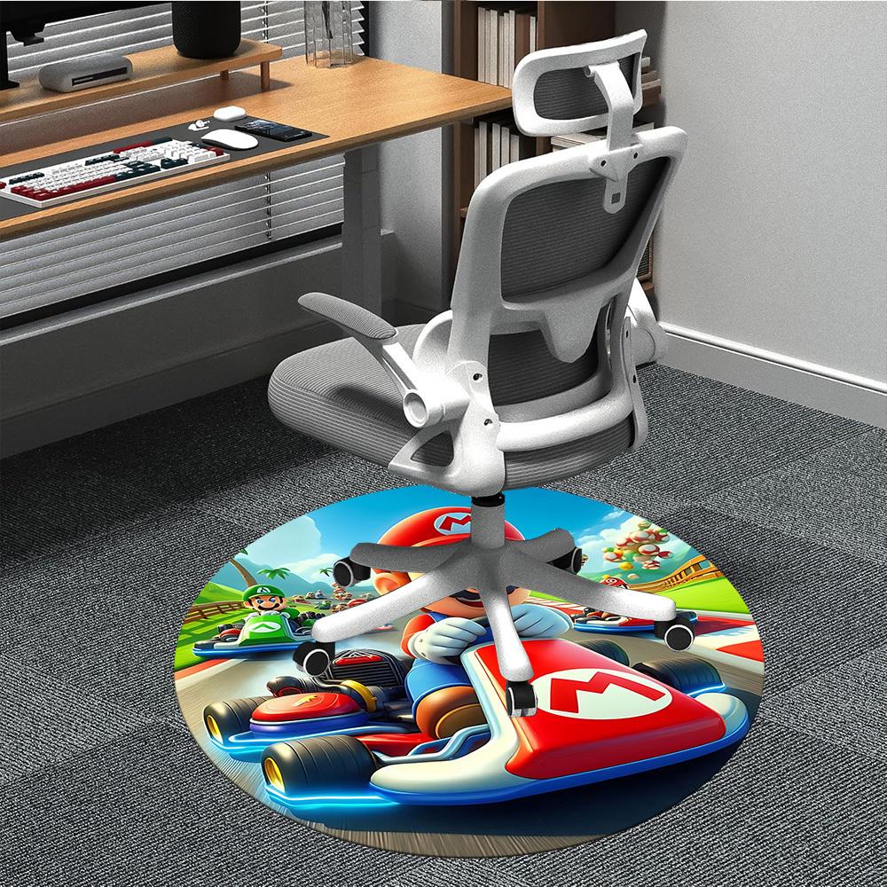 

1pc Mario Kart Racing Office Round Area Rug, Under Office Chairs Bedroom Living Room Home Decor, Room Decoa1016180 80cm by 80cm