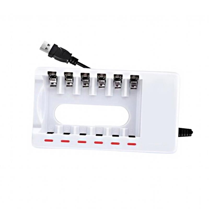 6Slot Battery Charger for 1.2V 2A/3A Rechargeable Batteries Charging Adapter with LED Indicators and Safety Features