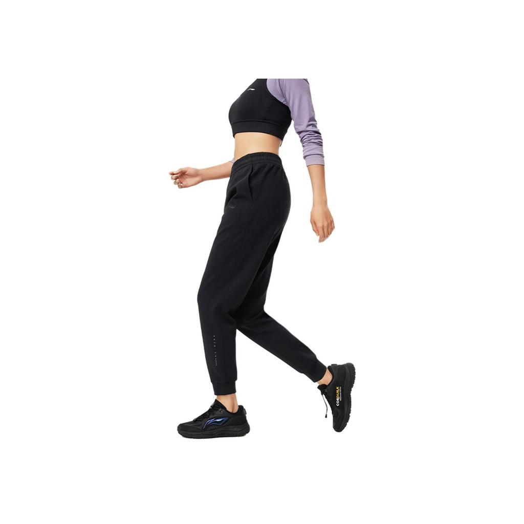 Li Ning Fitness Series Casual Breathable Comfortable Soft Knitted Sports Pants Women Pants Black AKLU140-1