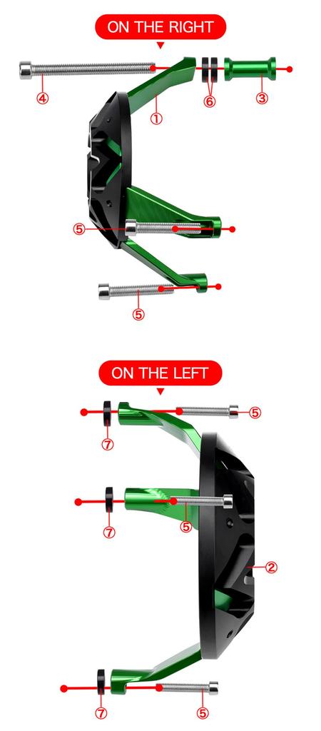 LEDISHUN Engine Cover, Engine Slider, Engine Guard for Kawasaki Versys 1000 (KLZ1000B) 2015-2022 (Green)
