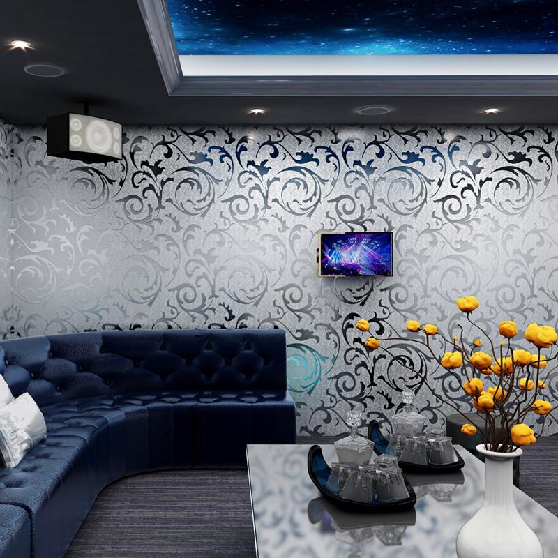 Luxury Reflective Acanthus Leaf Gold Foil Wallpaper PVC Metallic Waterproof Ktv Wallpaper for Living Room Bar Hotel Decoration