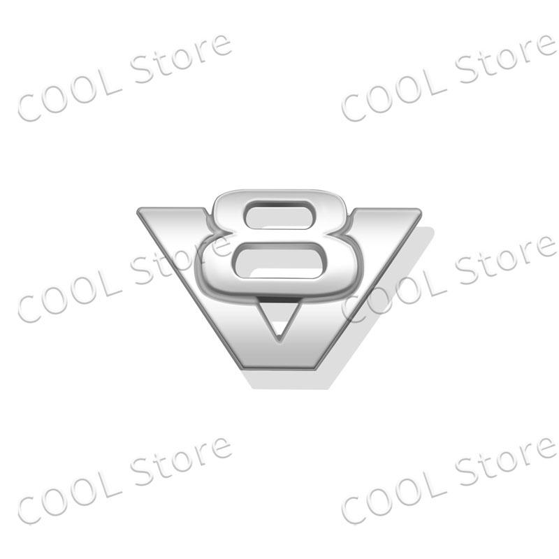 Kreativní 3D kovová chromová nálepka emblém V6 V8 logo odznak Dekorace zadního kufru boční karoserie Univerzální autodoplňky