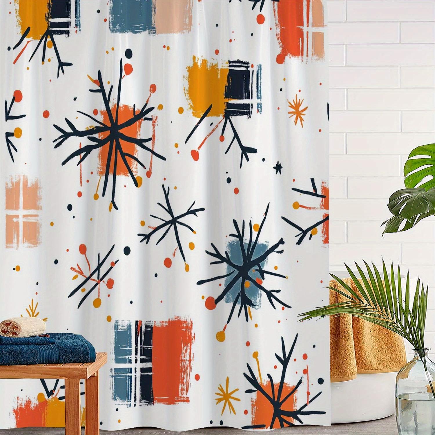 

Winter Snowflake Print Shower Curtain, Curtain For Windows, With 12 Hooks, Curtain For Windows W60H190(CM)-1 Pcs