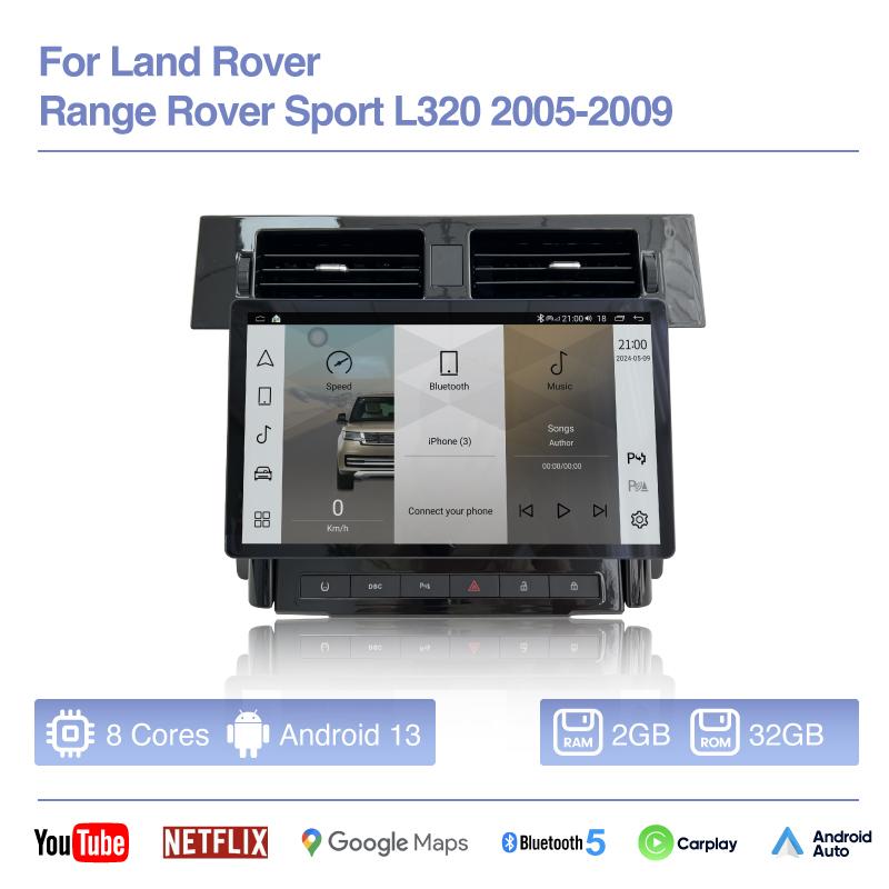 

13.3-дюймовий радіо стерео для Land RoverRange Rover Sport L320 2005-2009 автомобільний мультимедійний відеоплеєр Android13 Carplay 4G WiFi 360
