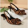 Vintage Leopard Print High Heel Sandals Summer 2026New Pointed Toe Stiletto Sexy Bow Ladies Sandals Big Size Slippers Shoe Woman