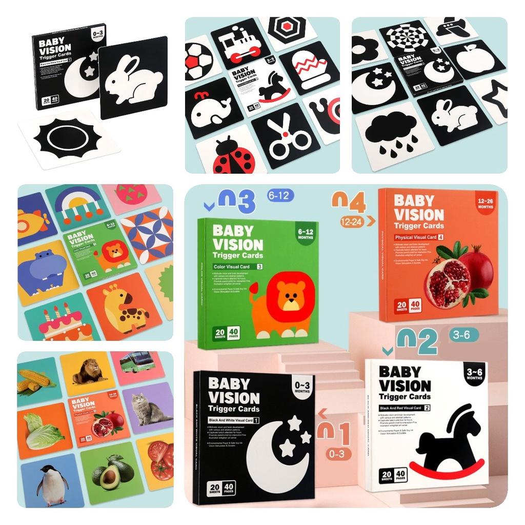 Black And White Sensory Cards For Babies 0-6 Months 30 Cards With 60 Stimulating Patterns