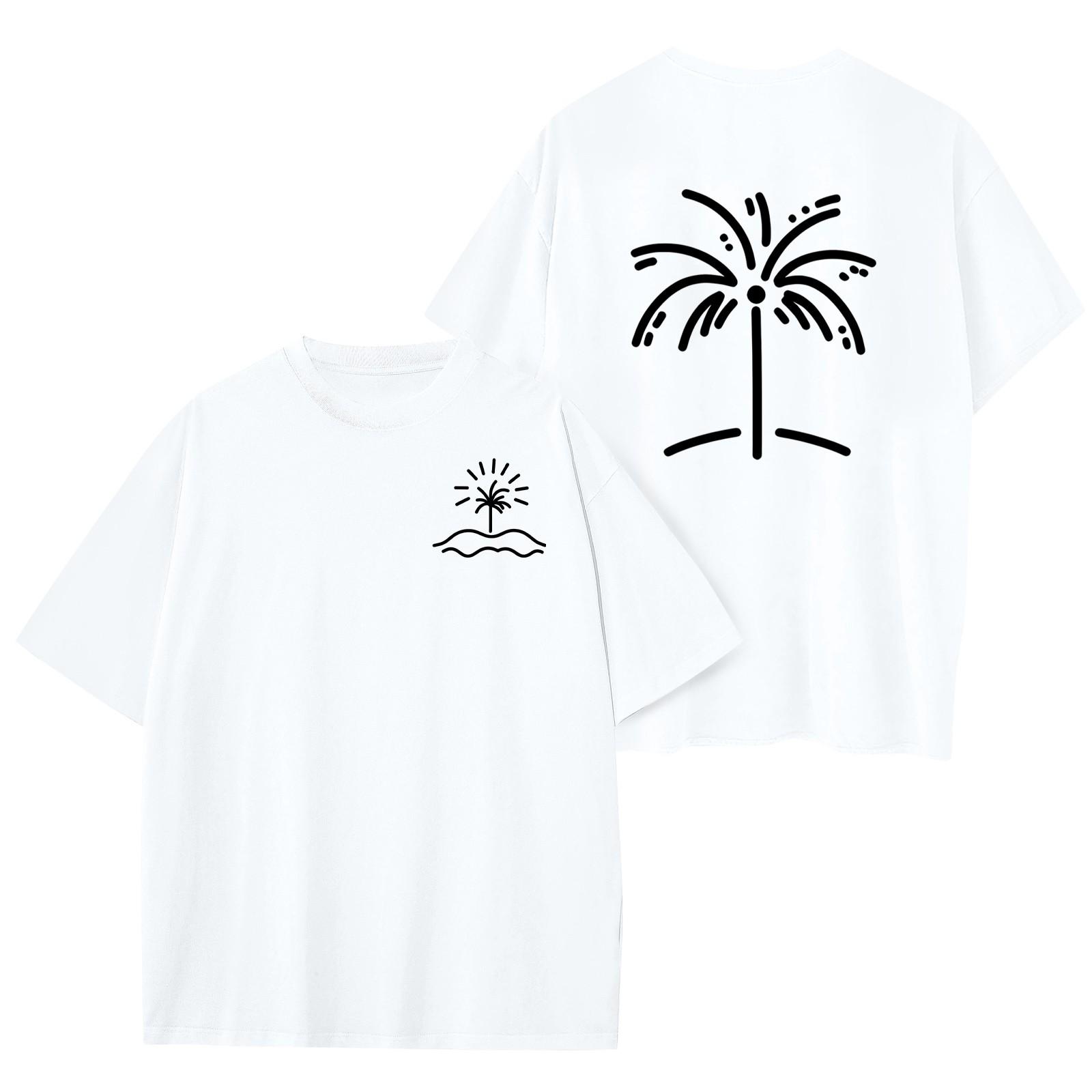 

Женский круглый вырез модный свободный гавайский принт короткие рукава S белый