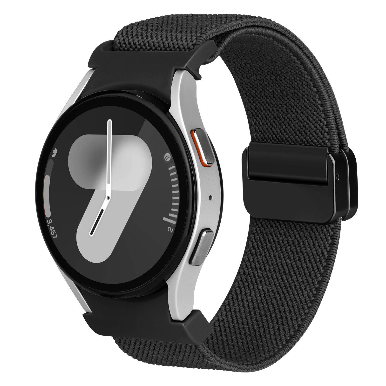 

Magnetic Nylon loop Band For Samsung Galaxy Watch 7 6 4 classic No Gaps bracelet Galaxy watch 6 4 5 pro 44mm 47 40mm 20mm straps watch 7 40mm 44mm чёрный