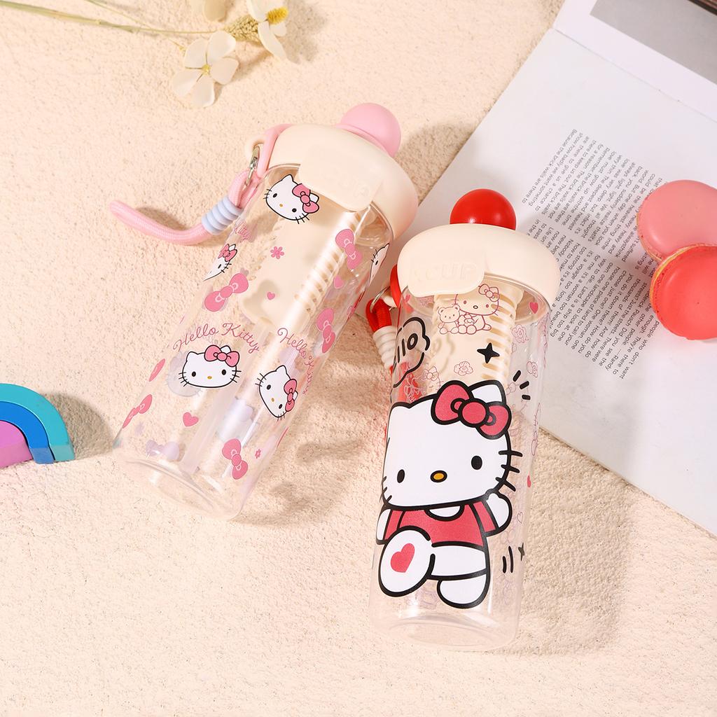 Water bottle new cute cartoon float straw cup with tea warehouse anti-drop wear-resistant plastic cup men and women camping portable cup