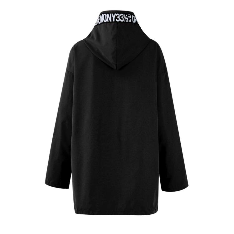 Casual Womens Windbreaker Jacket Loose Hooded Mackintosh Solid Color Coat
