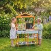 Cucina di Fango per Bambini, Cucina Giocattolo in Legno da Esterno con Lavello, Fornello, Pentolame, Mensole, Giocattolo per Giochi di Finzione per Età 3-8