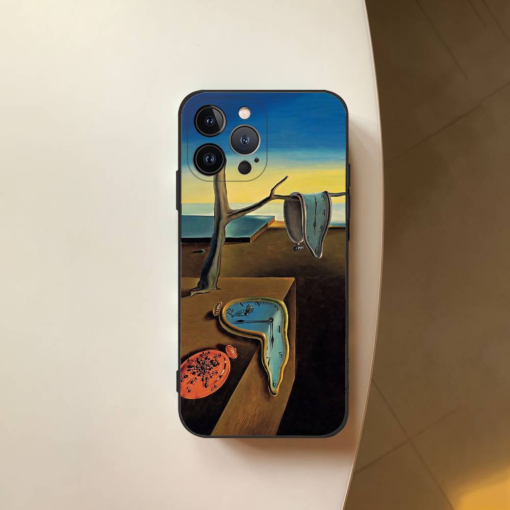 The Persistence Of Memory Dali Phone Case Black Silicone Matte Phone Case For Iphone 17 Air 16 15 14 13 12 Pro Max TPU Soft Case iPhone 15 pro