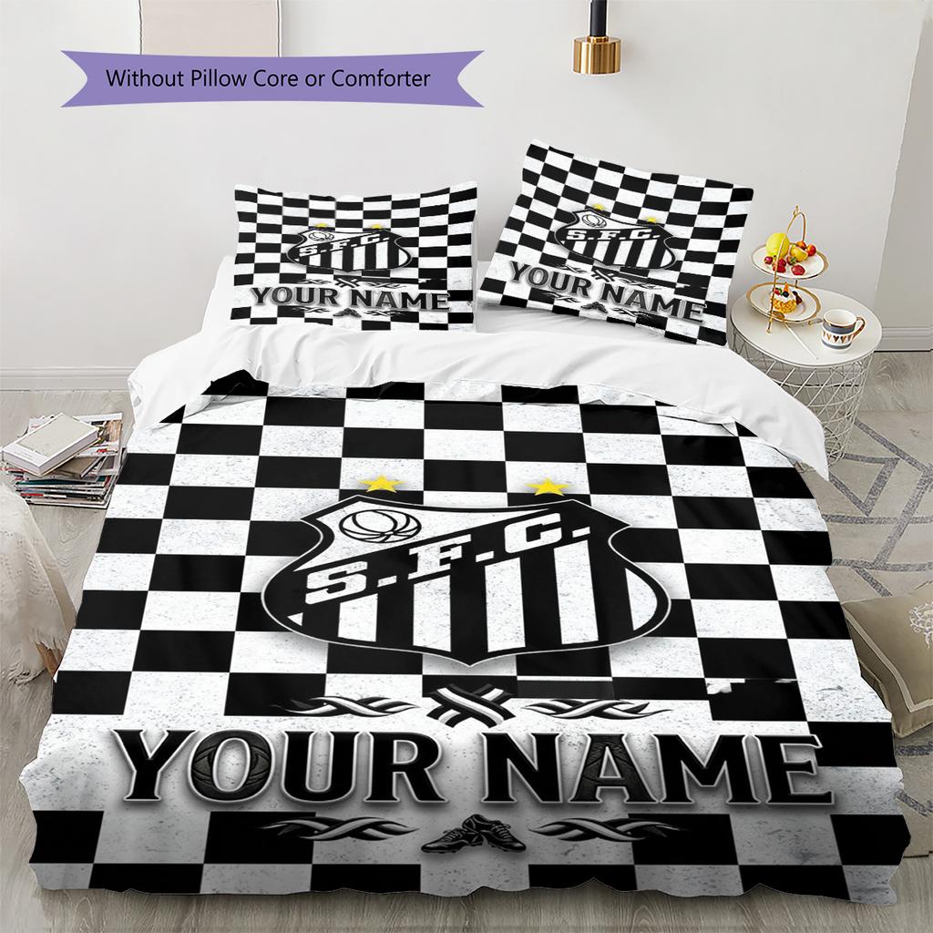 Name Custom Santos FC Pattern Bedding Set Quilt Cover Pillowcase Home Decor Gift (1 * duvet cover + 2 * pillowcase, without core)